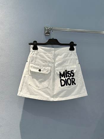 Fortok Dior Missdior Pocket Graffiti Letter Denim Skirt