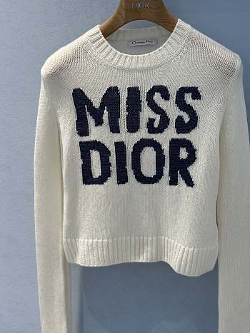 Fortok Dior 24 Miss Dior Black / Red Graffiti Letter Jacquard Knitted Sweater