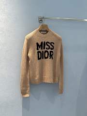 Fortok Dior 24 Miss Dior Graffiti Letter Jacquard Knitted Sweater in Beige/Blue - 1