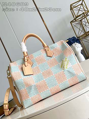 Fortok Louis Vuitton Speedy 40 Bandoulière Bag Damier White Heritage Coated Canvas N40689 40x26x23cm