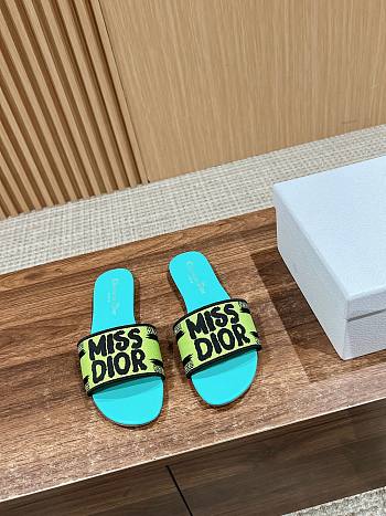 Fortok Dior Slides Blue Miss Dior Allover Pattern