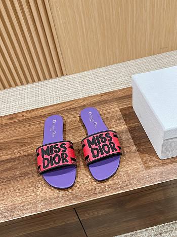 Fortok Dior Slides Purple Miss Dior Allover Pattern