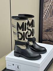 Fortok Dior D-Major Boot Warm Taupe Technical Canvas with Black Miss Dior Graffiti Print and Black Calfskin - 1