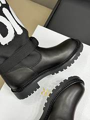 Fortok Dior D-Major Boot Black Technical Fabric with White Miss Dior Graffiti Print and Black Calfskin - 5