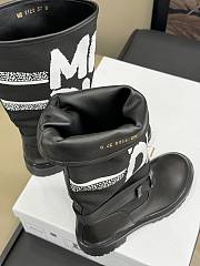 Fortok Dior D-Major Boot Black Technical Fabric with White Miss Dior Graffiti Print and Black Calfskin - 3