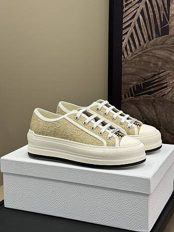 Fortok Dior Sneakers Natural Raffia-Effect Cotton Embroidered with Dior Oblique Motif 