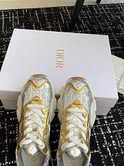 Fortok Dior Chrono Sneaker Beige Mesh with Gold-Tone and Silver-Tone Laminated Leather-Effect Panels - 6