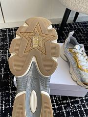 Fortok Dior Chrono Sneaker Beige Mesh with Gold-Tone and Silver-Tone Laminated Leather-Effect Panels - 5