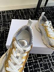 Fortok Dior Chrono Sneaker Beige Mesh with Gold-Tone and Silver-Tone Laminated Leather-Effect Panels - 4