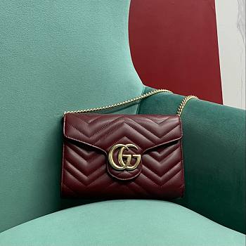 Fortok Gucci Marmont Quilted Bag Burgundy 474575 20x13x6cm