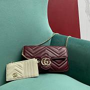 Fortok Gucci GG Marmont Bag Burgundy and White Additional Card Case  - 1