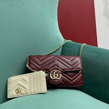 Fortok Gucci GG Marmont Bag Burgundy and White Additional Card Case 