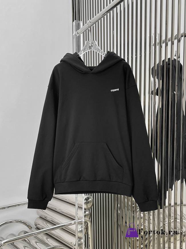 Fortok Coperni Horn Hoddie Black Cotton Sweatshirt With Embellished Hood - 1