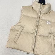 Fortok Miu Miu Logo Padded Vest Jacket in Cream / Black  - 6