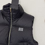Fortok Miu Miu Logo Padded Vest Jacket in Cream / Black  - 3