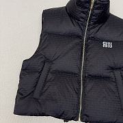 Fortok Miu Miu Logo Padded Vest Jacket in Cream / Black  - 2