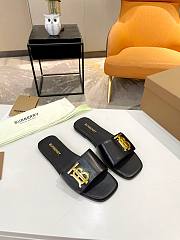 Fortok Burberry Philippa Monogram Black Leather Sandals - 1