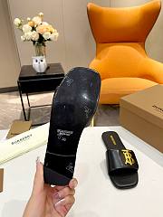 Fortok Burberry Philippa Monogram Black Leather Sandals - 6