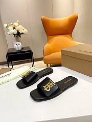 Fortok Burberry Philippa Monogram Black Leather Sandals - 5