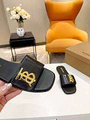 Fortok Burberry Philippa Monogram Black Leather Sandals - 3