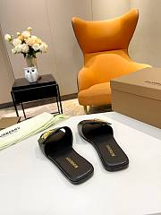Fortok Burberry Philippa Monogram Black Leather Sandals - 2
