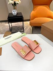 Fortok Burberry Philippa Monogram Pink Leather Sandals - 1