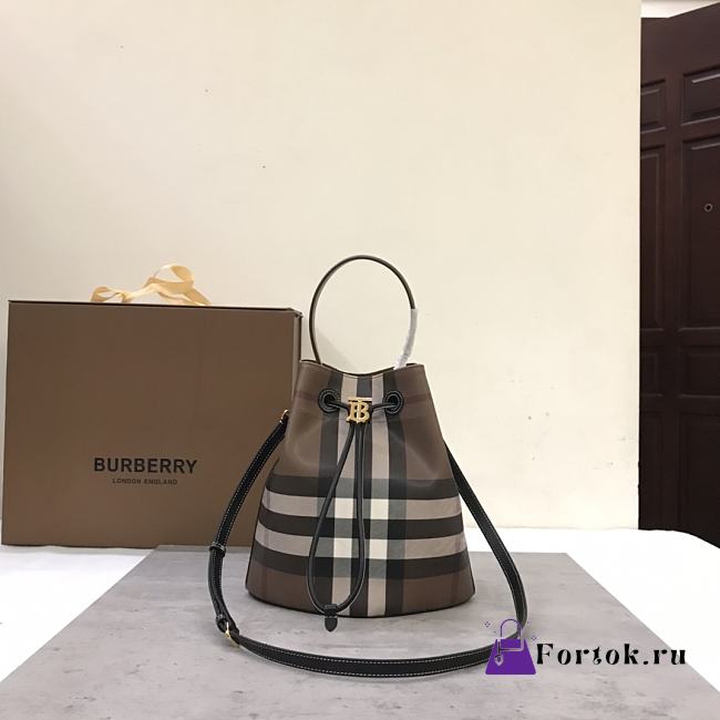 Fortok Burberry Brown Mini Bucket Bag 16x26x26cm - 1