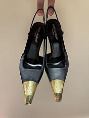 Fortok Saint Laurent Jeanne Slingback Pumps In Smooth Leather Black & Gold - 6