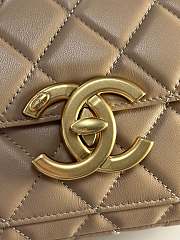 Fortok Chanel 24b Double C Logo Flap Bag Beige 13.5x19x7cm - 6
