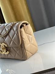 Fortok Chanel 24b Double C Logo Flap Bag Beige 13.5x19x7cm - 4