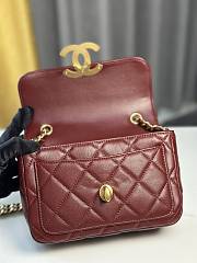 Fortok Chanel 24b Double C Logo Flap Bag Burgundy 13.5x19x7cm - 5