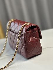 Fortok Chanel 24b Double C Logo Flap Bag Burgundy 13.5x19x7cm - 4
