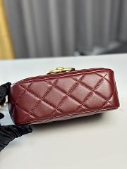 Fortok Chanel 24b Double C Logo Flap Bag Burgundy 13.5x19x7cm - 3
