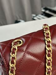 Fortok Chanel 24b Double C Logo Flap Bag Burgundy 13.5x19x7cm - 2