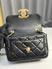 Fortok Chanel 24b Double C Logo Flap Bag Black 13.5x19x7cm - 6