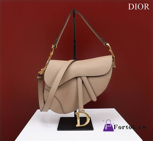 Fortok Dior Mini Saddle Bag Beige 19.5x16x6.5cm - 1