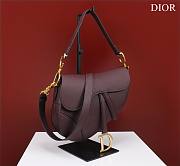 Fortok Dior Mini Saddle Bag Burgundy 19.5x16x6.5cm - 6