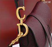 Fortok Dior Mini Saddle Bag Burgundy 19.5x16x6.5cm - 2