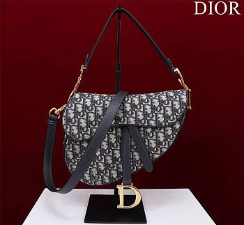 Fortok Dior Mini Saddle Oblique Jacquard Blue Bag 19.5x16x6.5cm