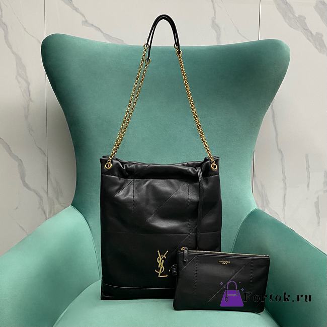 Fortok Saint Laurent Jamie 4.3 Pochon Bag In Black Lambskin 781666 28x2x33cm - 1
