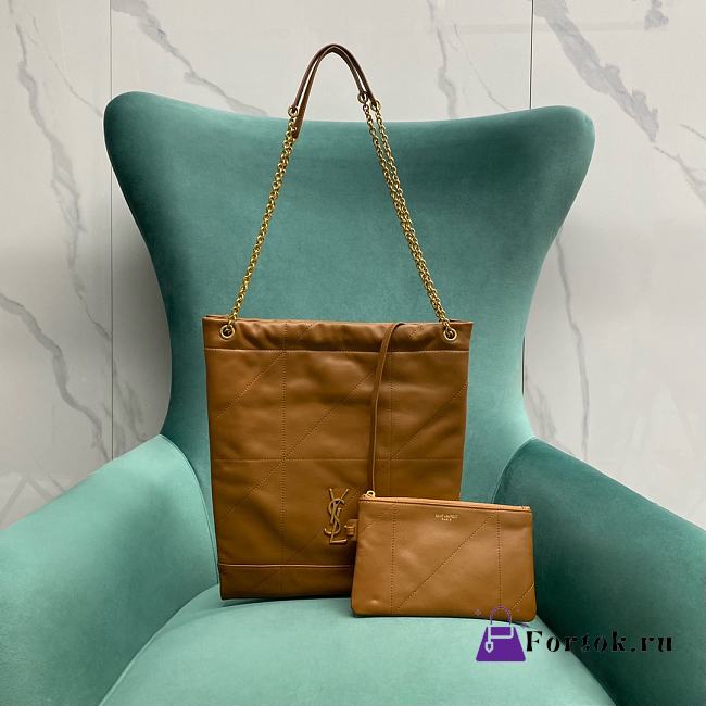 Fortok Saint Laurent Jamie 4.3 Pochon Bag In Brown Lambskin 781666 28x2x33cm - 1