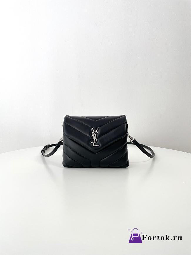 Fortok Saint Laurent LouLou Mini Bag in Black Silver Hardware 678401 20x14x7.5cm - 1