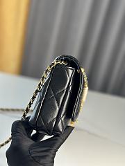 Fortok Chanel 24A Pearl Chain Baguette Bag Black 13x27x5cm  - 5