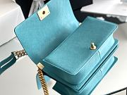 Fortok Chanel Leboy Grained Leather Gold-tone Metal Bag in Lake Green 25x14.5x8cm - 5