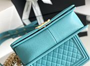 Fortok Chanel Leboy Grained Leather Gold-tone Metal Bag in Lake Green 25x14.5x8cm - 4