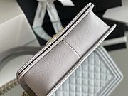 Fortok Chanel Leboy Grained Leather Gold-tone Metal Bag in Grey 25x14.5x8cm - 6