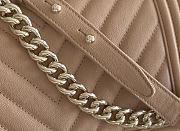 Fortok Chanel Chervon Bag Beige 25x14.5x8cm - 4