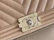 Fortok Chanel Chervon Bag Beige 25x14.5x8cm - 3