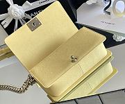 Fortok Chanel Chervon Bag Yellow 25x14.5x8cm - 6