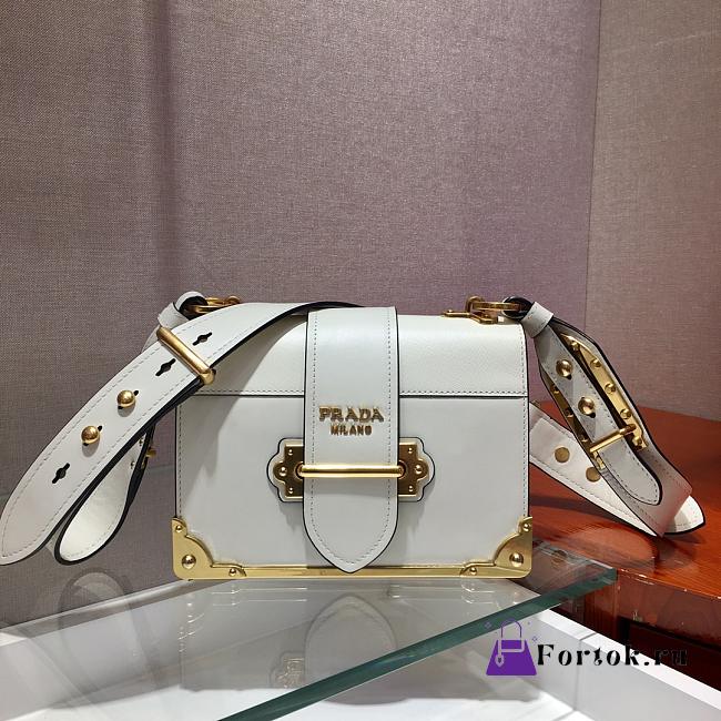 Fortok Prada Cahier White Leather Bag 1BD045 19x14x9cm - 1